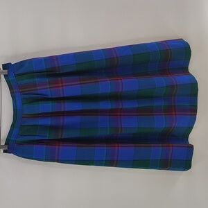 Pendleton Plaid Modest Skirt Vintage Size 10 Blue Green Wool